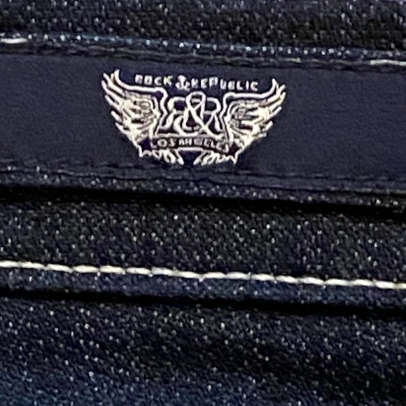 Rock & Republic Women’s Jeans Bootcut Stretch Flare Dark Blue Wash Sz 27 on tag - Picture 10 of 11